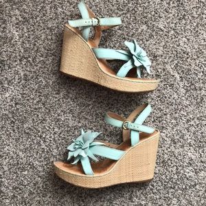 Mint Flower Sandal Wedges